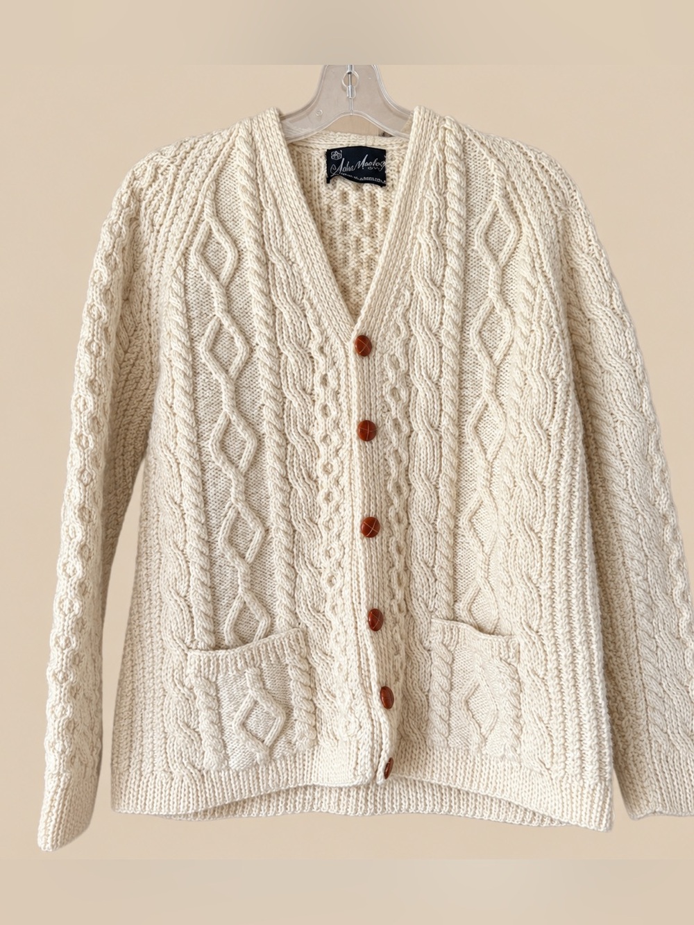 Vintage Fisherman Cable Knit Cardigan L